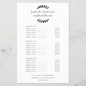 Prijslijst zwart-wit laurier service menu (Voorkant)