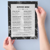Prijslijst zwarte en grijze Faux Marble Service Flyer (Hand)