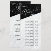 Prijslijst zwarte en witte marmer Beauty Salon Menu (Voorkant / Achterkant)