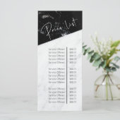 Prijslijst zwarte en witte marmer Beauty Salon Menu (Staand voorkant)
