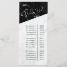 Prijslijst zwarte en witte marmer Beauty Salon