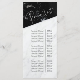 Prijslijst zwarte en witte marmer Beauty Salon Menu