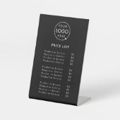 Prijslijst | Zwarte zakelijke Logo eenvoudig Reclamebord Met Voetstuk (Voorkant)