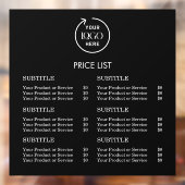 Prijslijst | Zwarte zakelijke Logo Modern minimali Raamsticker (Vel 2)