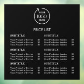 Prijslijst | Zwarte zakelijke Logo Modern minimali Raamsticker (Vel 3)