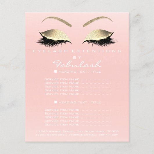 Prijslijstfolder Roze Schoonheidssalon Visagist Flyer (Voorkant)