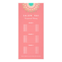 Prijslijstmenu Roze en Gold Circle Motif Reclamekaart