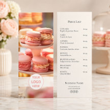 Prijslijstmenu voor bakkerijen met aangepast logo