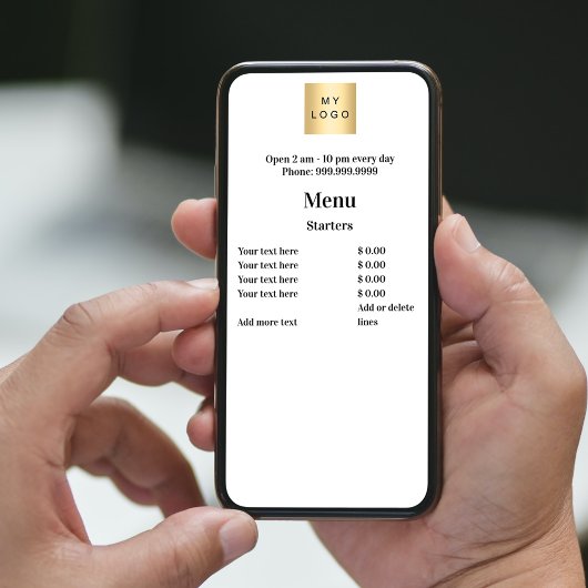Prijslijstmenu zakelijke logo eenvoudige witte kaa kaart