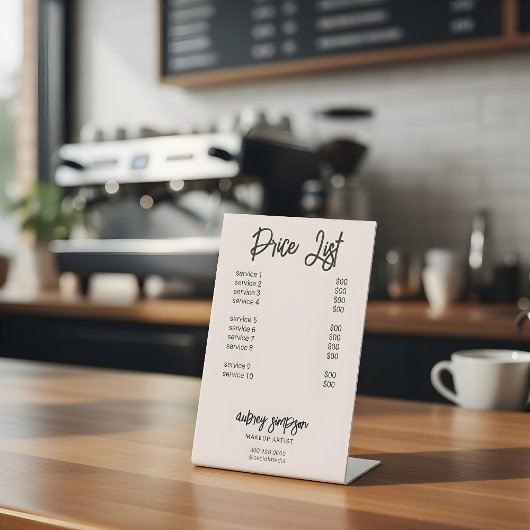 Prijslijstpenseel Blush Pink Pedestal Sign Reclamebord Met Voetstuk