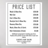 Prijslijstposter Kapsalon Poster (Voorkant)