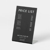 Prijslijstservice Minimalistisch zwart voetteken Reclamebord Met Voetstuk (Voorkant)