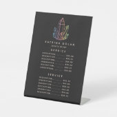 Prijsmenu Gemstone Rainbow Quartz Crystal Service Reclamebord Met Voetstuk (Voorkant)