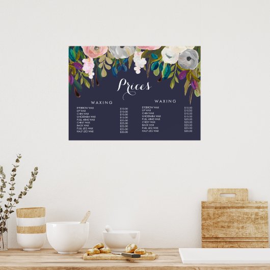 Prijsmenu haar schoonheidssalon kapster poster (Keuken)