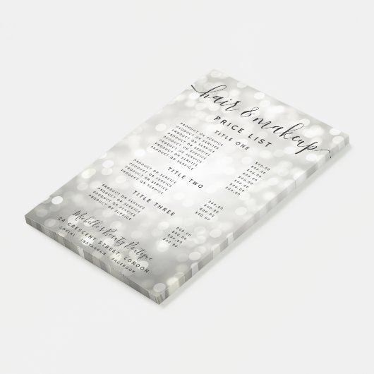 Prijsmenu Silver Glitter Lights Post-it® Notes (Schuin)