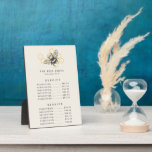 prijsmenu voor bijen Rustige honingbijen Fotoplaat<br><div class="desc">Bee Logo Rustic Honeybee Price Menu plaque. Dit trendy ontwerp kenmerkt een zwarte honingbij tegen een gele honingraatachtergrond. Het perfecte bijenmodel voor een imkerij.</div>