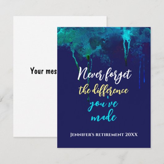 Prijsopgave nooit vergeten Waterverf Navy Blue (Voorkant / Achterkant)