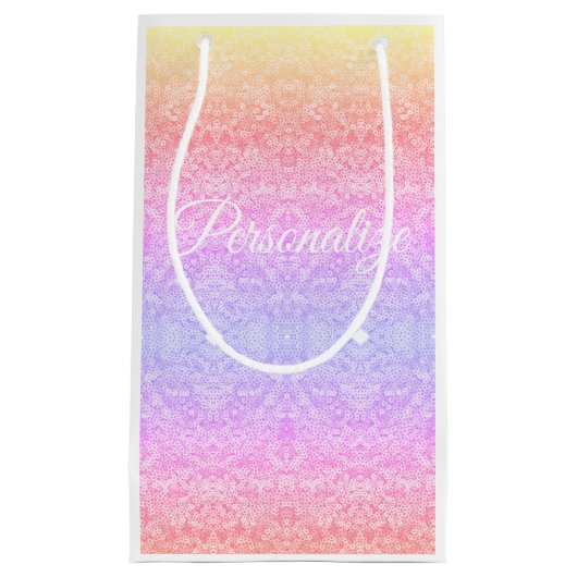 Prijspatgradiënt van de sequinelzijde roze paars g klein cadeauzakje (Voorkant)