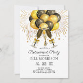 Prijspensioen Gold Black Balloons Champagne Kaart (Voorkant)