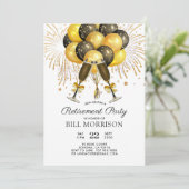 Prijspensioen Gold Black Balloons Champagne Kaart (Staand voorkant)