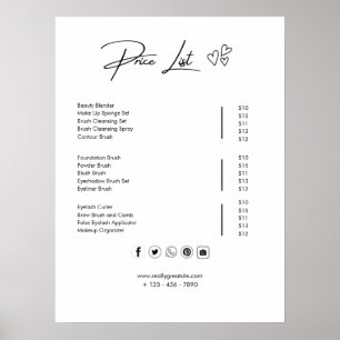 Prijssjabloon voor kleine bedrijven prijzenlijst poster
