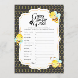 Prijsspel voor bijen Baby shower Kaart