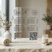 Prijstabel Social Media Website QR Code Zakelijk Acryl Bord