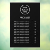 Prijstabel | Zwart Logo Zakelijk Professioneel Raamsticker (Vel 3)