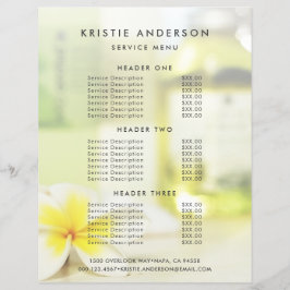 Prijstlijst Aromatherapie Spa Huidverzorging Massa Flyer