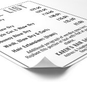 Prijstlijst Kapsalon Kapper Poster (Hoek)