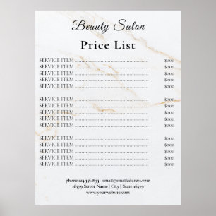 Prijstlijst Vintage Schoonheidssalon Poster