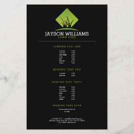 Prijstlijst voor modern gazononderhoud/ landschaps flyer