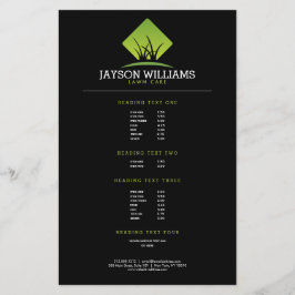 Prijstlijst voor modern gazononderhoud/ landschaps flyer