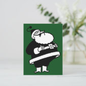  prijswinnende kerstman op groene achtergrond feestdagenkaart (Staand voorkant)