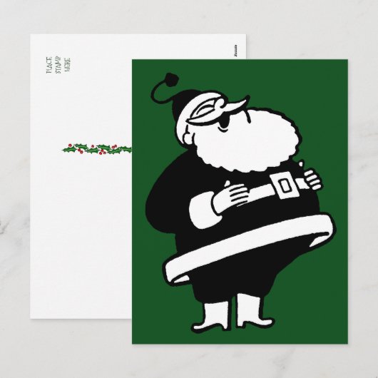  prijswinnende kerstman op groene achtergrond feestdagenkaart (Voorkant / Achterkant)