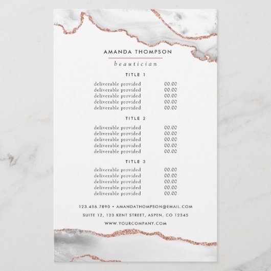 Prijzen en services voor White and Roos Gold Agate Flyer (Voorkant)