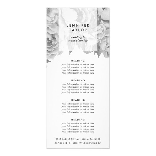  prijzen voor zwart-wit en Floral of services Reclamekaart (Voorkant)