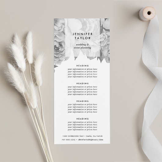  prijzen voor zwart-wit en Floral of services Reclamekaart