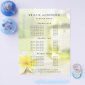 Prijzenlijst Aromatherapie Spa Huidverzorging Mass Flyer (Enkel)