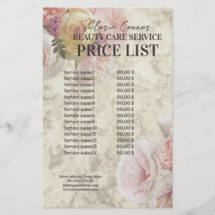 Prijzenlijst Beauty Boutique Crème Bloem Elegant Flyer