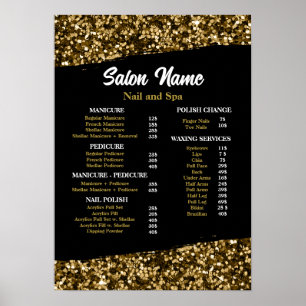 Prijzenlijst Beauty Nail Salon menu gouden confett Poster