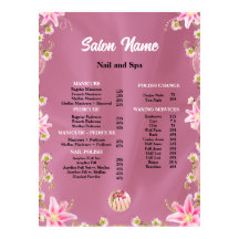 Prijzenlijst Beauty Nail Salon menu