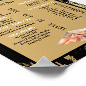 Prijzenlijst Beauty Nail Salon menu Zwarte Marmer Poster (Hoek)