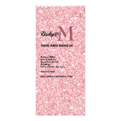 Prijzenlijst Beauty salon Blush Glitter monogram Reclamekaart (Achterkant)