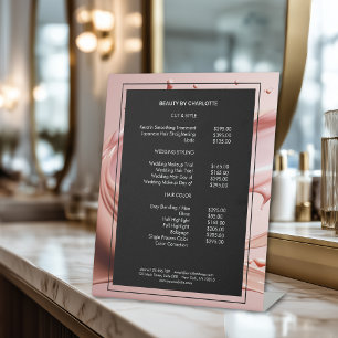 Prijzenlijst Blush Pink Beauty Salon Reclamebord Met Voetstuk