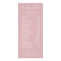 Prijzenlijst diensten professionele schoonheidssal