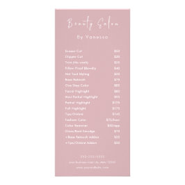 Prijzenlijst diensten professionele schoonheidssal reclamekaart