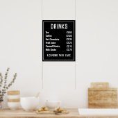Prijzenlijst Dranken & Refreshments Poster (Keuken)