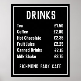 Prijzenlijst drankjes & verfrissingen poster