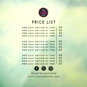 Prijzenlijst | Logo Zakelijk Modern Professioneel Raamsticker (Vel 3)